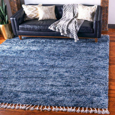 Tapis bleu à rayures Mitzy