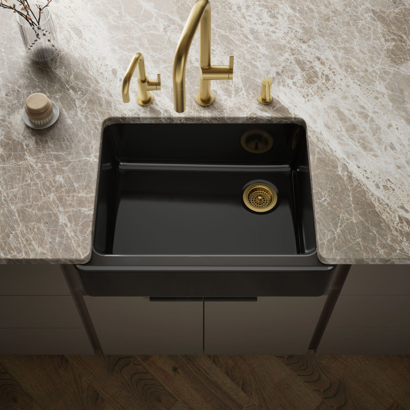 Whitehaven 29.69" L x 21.69" W Farmhouse Single Bowl Kitchen Sink, Black
