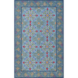 Alpenrose Hand-Tufted Wool Loop Pile Indoor Rug Traditional Bordered Blue 