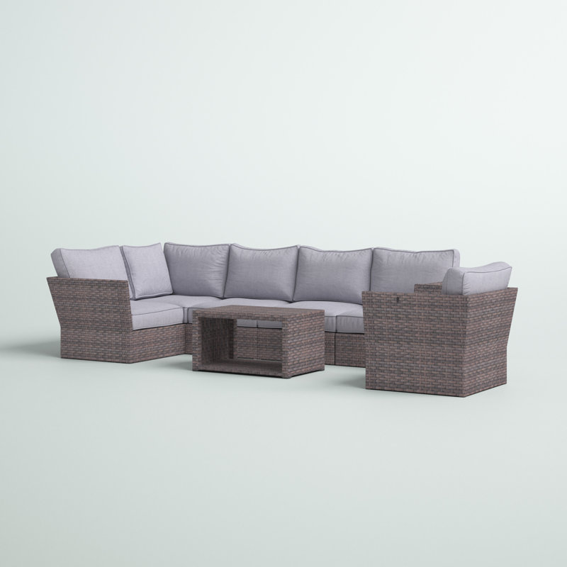 Ensemble de conversation pour 5 personnes avec coussins Annia Wicker