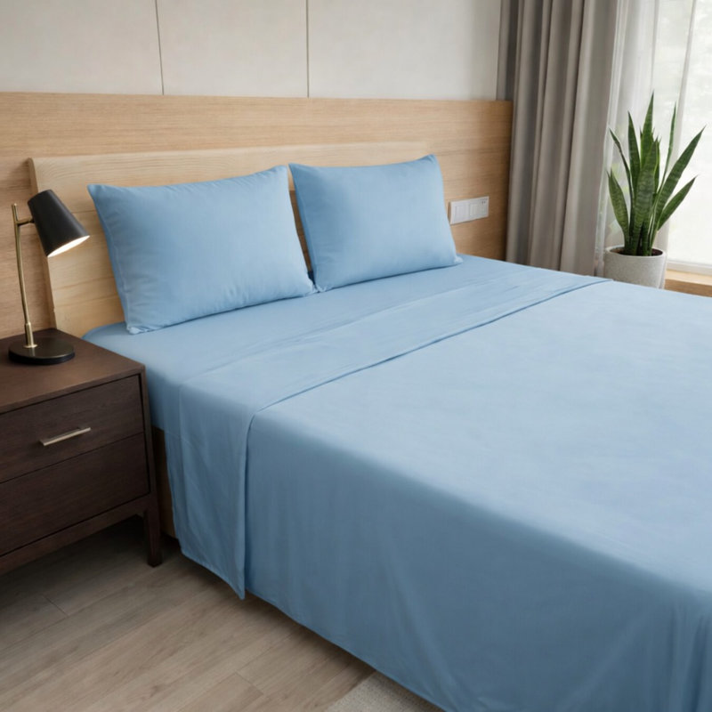 Ultra Soft Bamboo Sheet Set - 4 Pc Set - Wrinkle Resistant - Cooling Sheets with Deep Pockets, Denim
