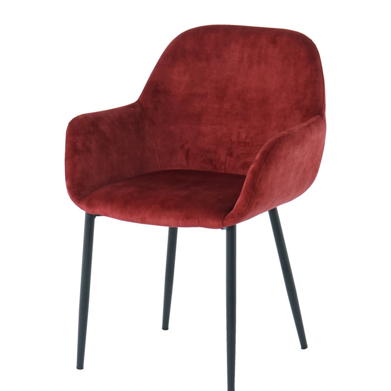 Charlestown 47cm H Velvet Upholstered Metal Armchair, Red