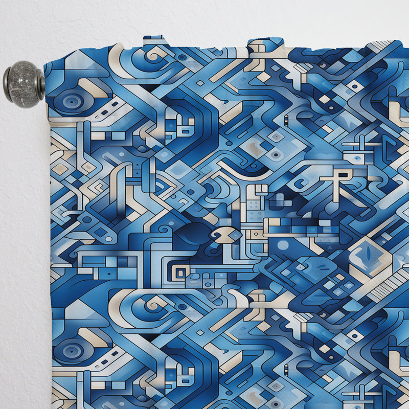 Boho Cobalt Tessellations Geometric - Rideau obscurcissant géométrique abstrait - 1 panneau, L 52 po x L 84 po
