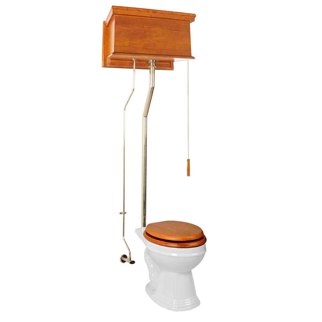 Victorian High Tank Pull Chain Toilet 1.6 GPF Round Wall Hung Toilet (Seat Not Included) The Renovators Supply Inc.