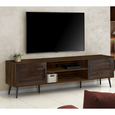 Meuble télé, console de 72 po, meuble multimédia, meuble de rangement, salon, chambre à coucher, stratifié, pieds en bois, transitionnel