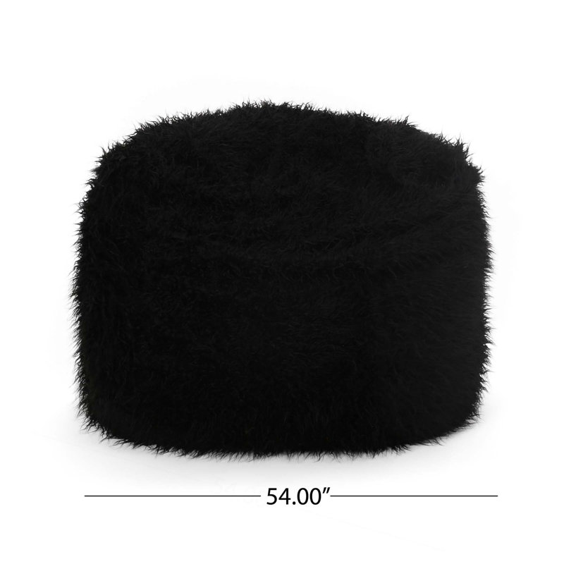 Pouf rond en fausse fourrure 5 pieds, Similifourrure noire