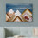 «Western Wood Effect Landscape Blue Sky Snow Mountain Range Nature Modern Art Western Wall Decor Office», reproduction d'art sur toile