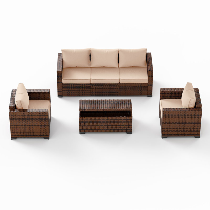 5-Person Seating Group With Storage, Khaki