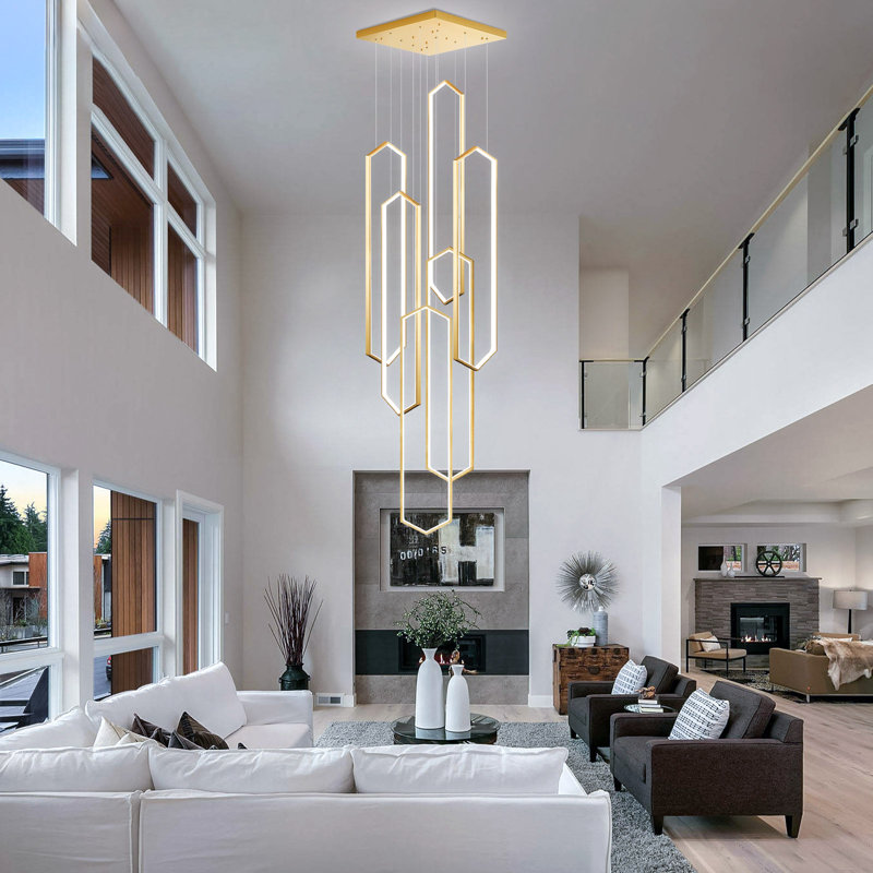 Locryn 6 - Light Dimmable LED Linear Chandelier, Gold