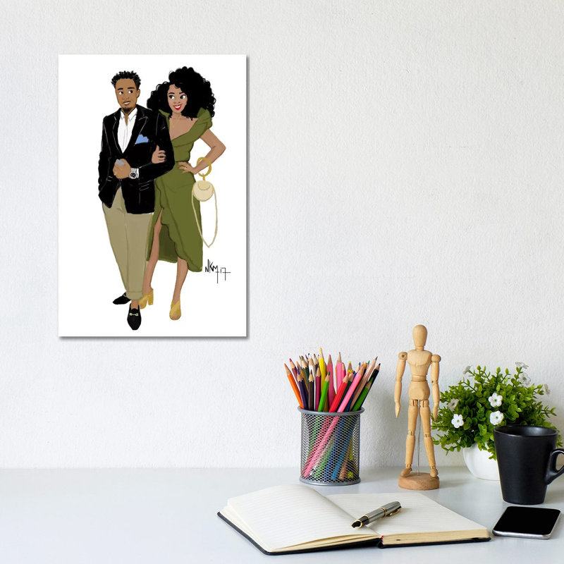 Black Love Complicity by Nicholle Kobi - Print on Canvas, 20.32 cm H x 30.48 cm W, Wrapped Canvas