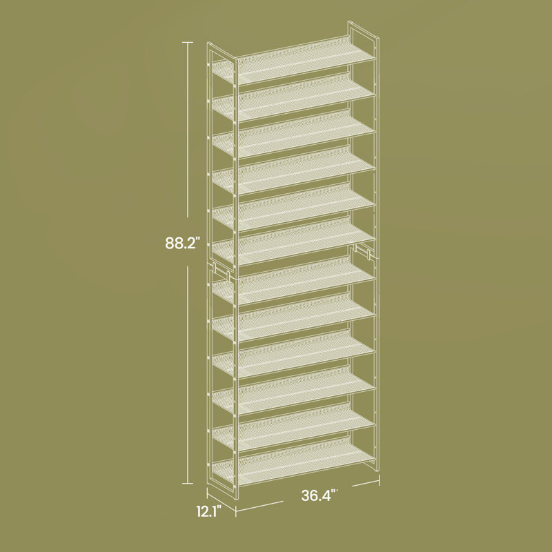 Abbi 48-60 Pair Stackable Shoe Rack,  with Adjustable Flat or Angled Shelves, Bronze