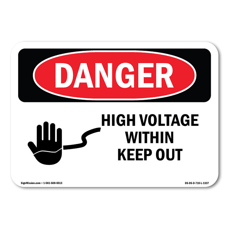 High Voltage Within Keep Out Decal 7" X 5"