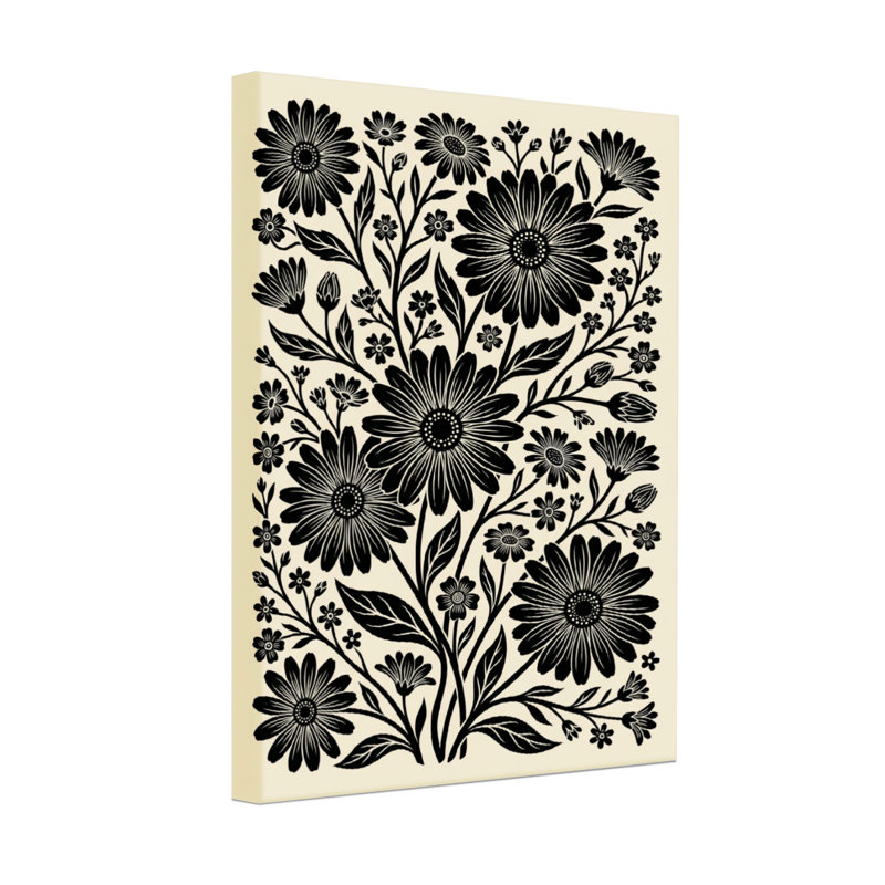Motif floral de plantes et de fleurs sur fond