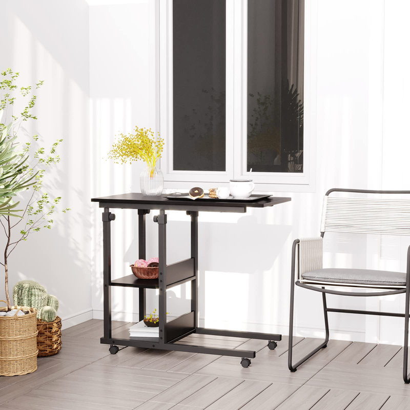 Aarah Wheel End Table, Black, Black