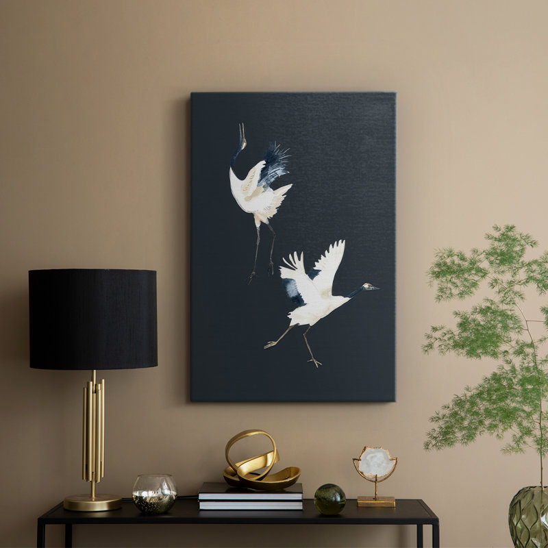 Grues sur Indigo II - Cavas enveloppés de galerie, H 36 po x l 24 po