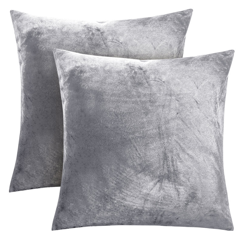 Heavy Crushed Velvet Cushion Cover, Silver