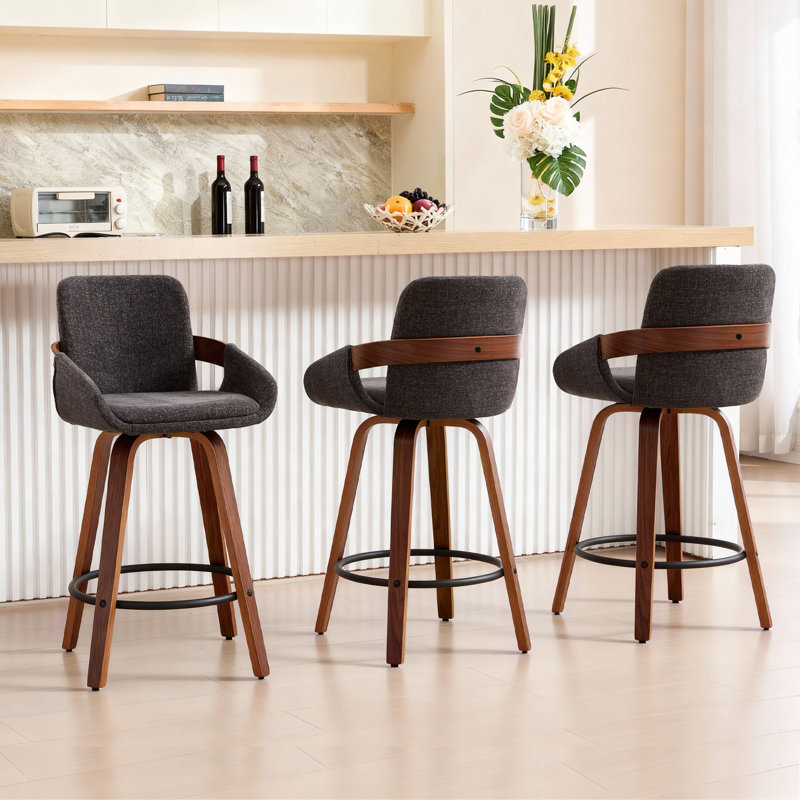 Ensemble de 3 tabourets de bar et de comptoir pivotants, Gris foncé, 3