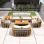 6-Piece Acacia Wood Modular Outdoor Sofa Set - 7 Seats, 2 Tables, Thick Removable Cushions