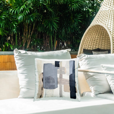 Earthy Expressive Abstract Outdoor Printed Pillow, design by Jacob Q