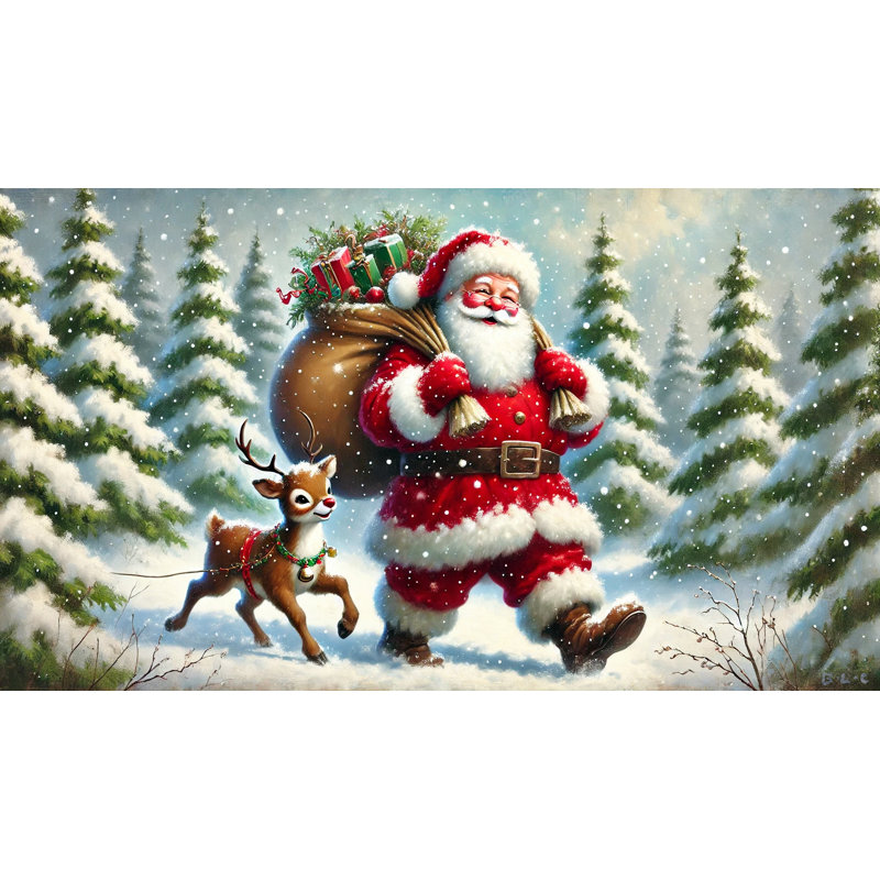 «Santa's Winter Wonderland», reproduction d'art sur toile tendue, H 24 po x l 42 po