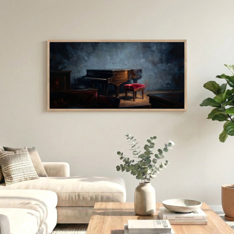 Ensemble de 1 tableau sur toile pour salle de piano, L 46 po x H 24 po, Naturel