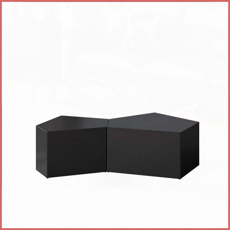 Ensemble de tables basses géométriques noires peu encombrantes (2 pièces), table de salon en panneau de fibres à densité moyenne facile à nettoyer d'une capacité de 110 lb