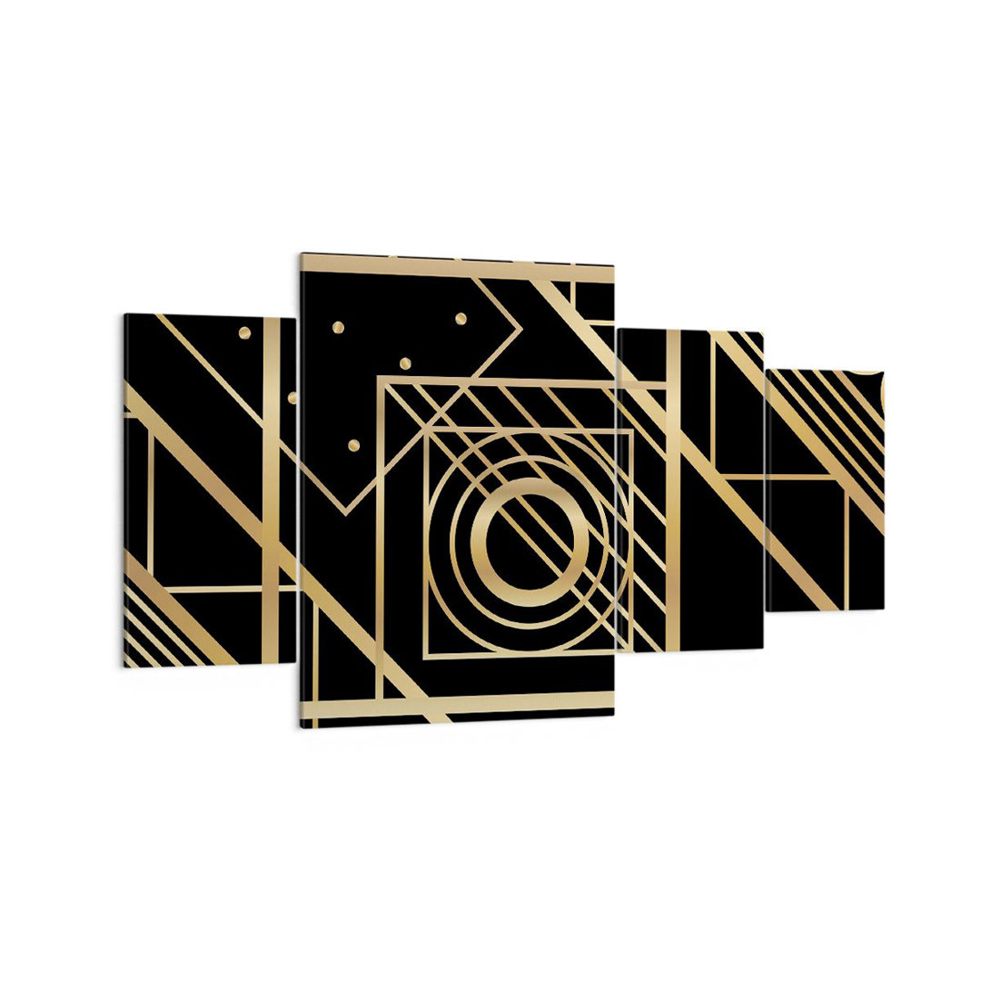 4-tlg. Leinwandbilder-Set Abstraction Square Gold