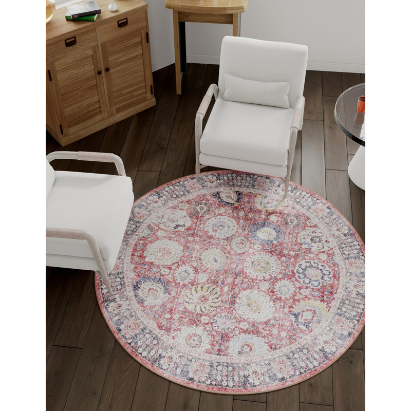Bungalow Rose Miriam Timeless Rug, Rond 3 pi 6 po x 3 pi 6 po
