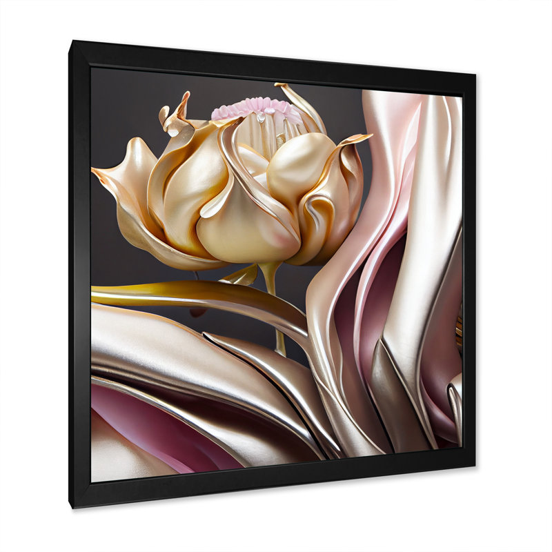 «Stylish Glam Flowers II», reproduction sur toile, H 24 po x l 24 po x P 1 po, Impression noire sur toile encadrée