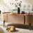 Oval saddle leather coffee table