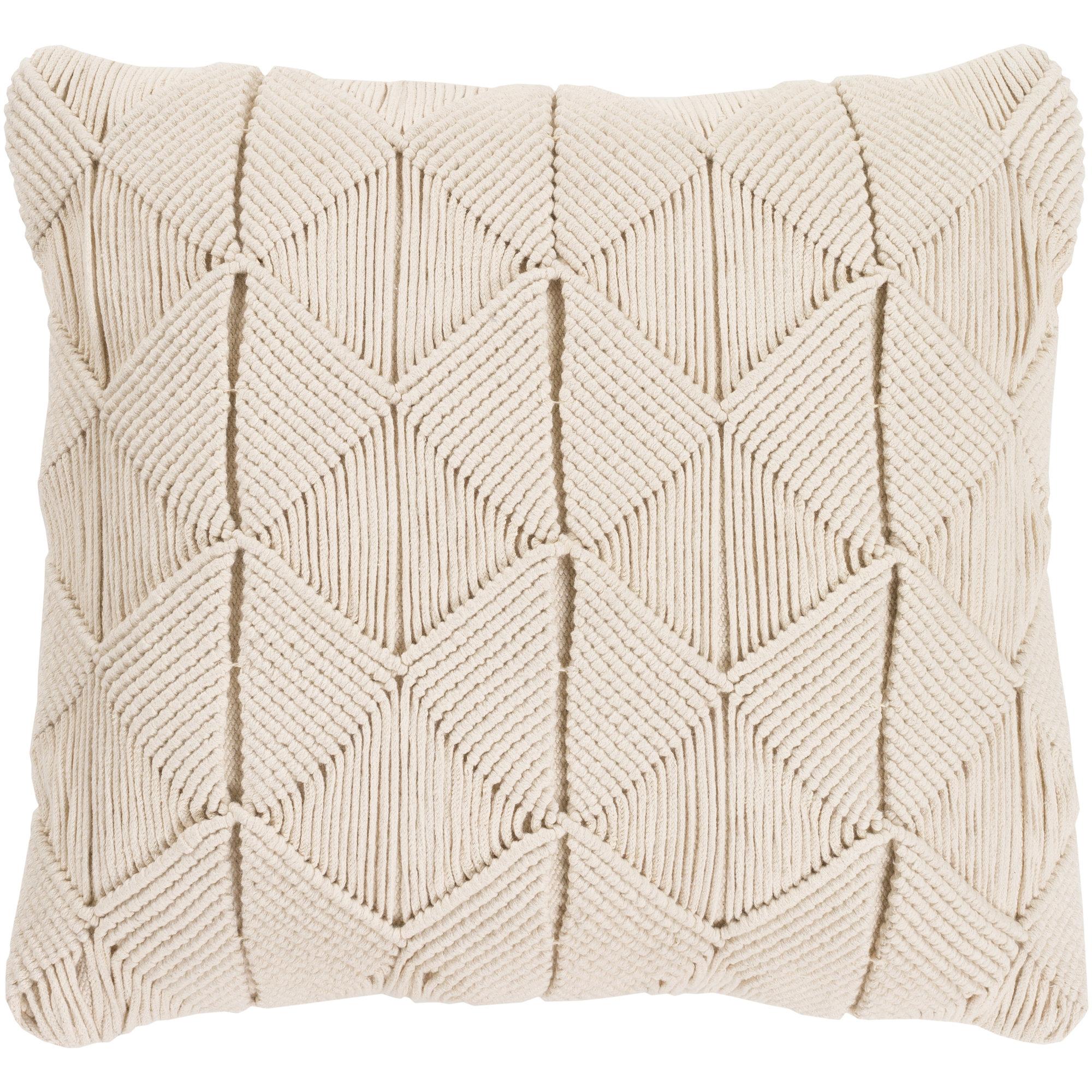 Migramah Cotton Throw Pillow, No Fill, 22" x 22", Cream