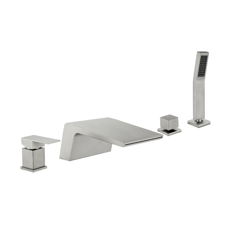 1 Handle Bathroom Waterfall Faucet with Diverter, Brushed Nickel