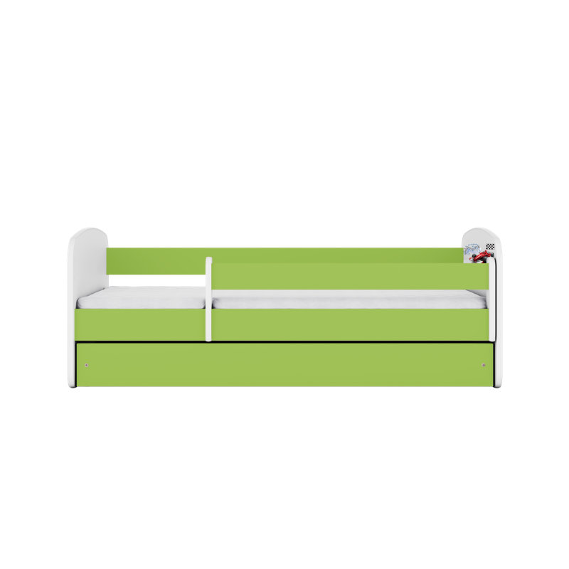 Cicero Drawer Bed and Mattress, Green/White, Toddler (70 x 140 cm)