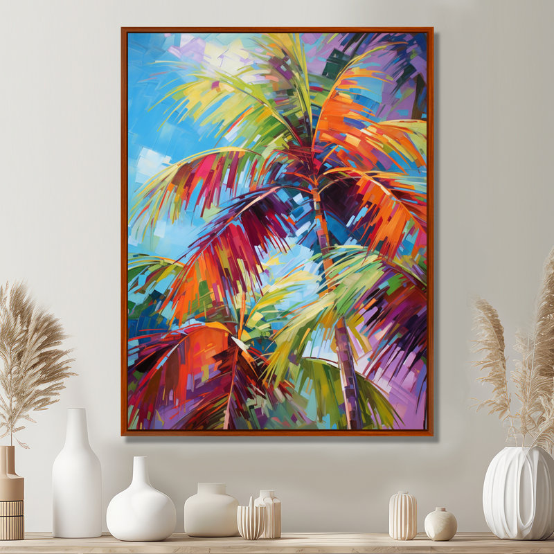 Millart Popart Palm Trees II - Palmiers et palmiers, reproduction d'art encadrée, H 44 po x l 34 po, Doré