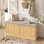 Banc de rangement de 39 po de largeur avec coussin de siège rembourré, banc à chaussures spacieux avec 2 portes et tablette réglable pour les entrées, les chambres et les salons