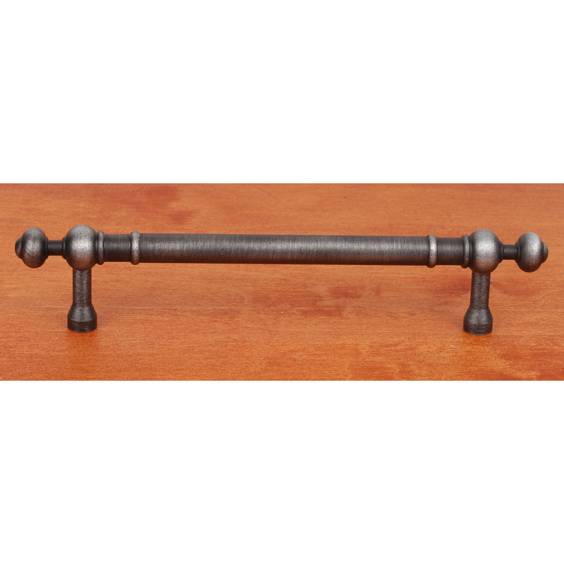 Distressed Nickel 5'' Bar Pull with Decorative Ends
