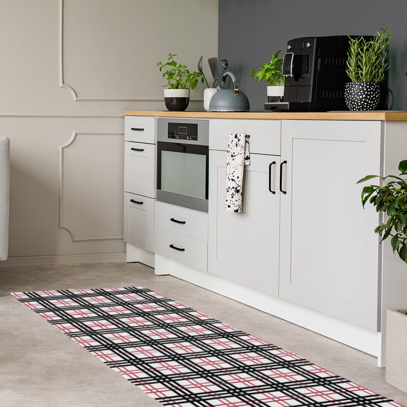 Tapis noir / blanc à carreaux, Tapis de couloir 2 pi 6 po x 8 pi