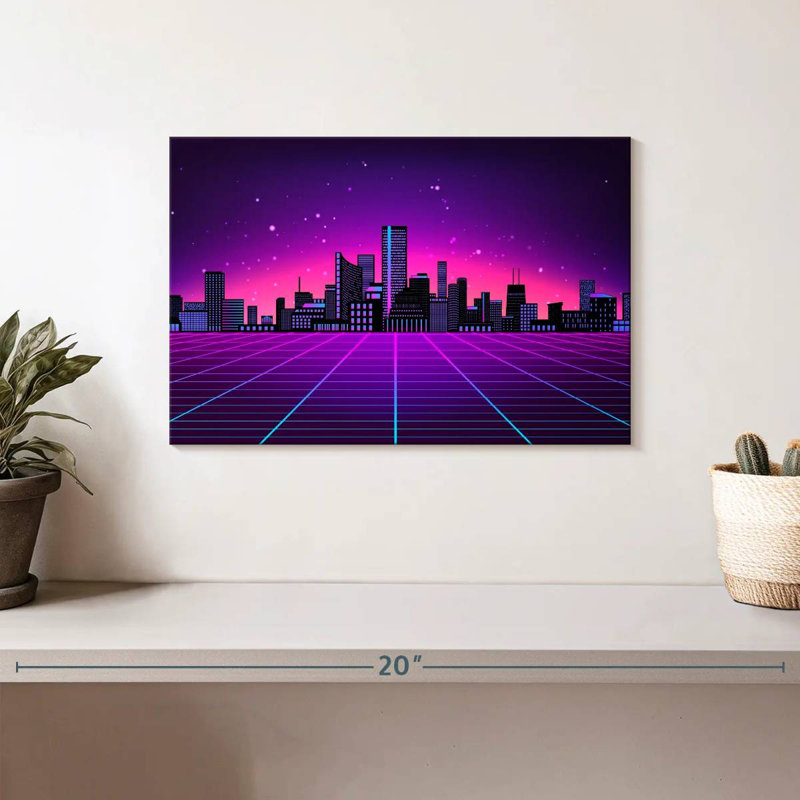 Paysage urbain rétro Sireci, H 8 po x l 12 po