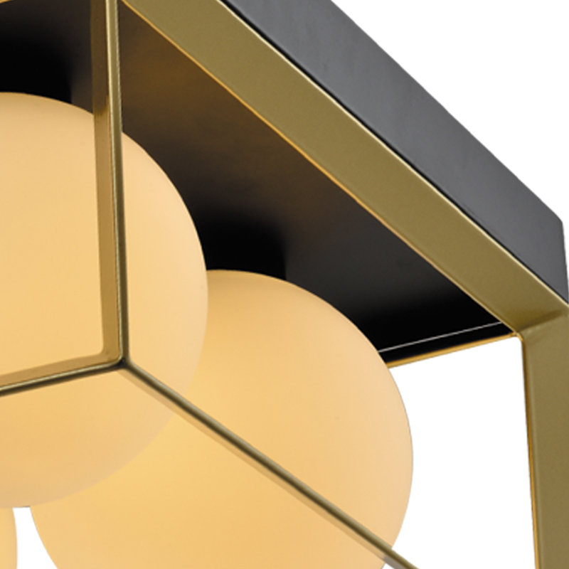 Morrine 4 - Light 13.98" Black Gold Glass Flush Mount