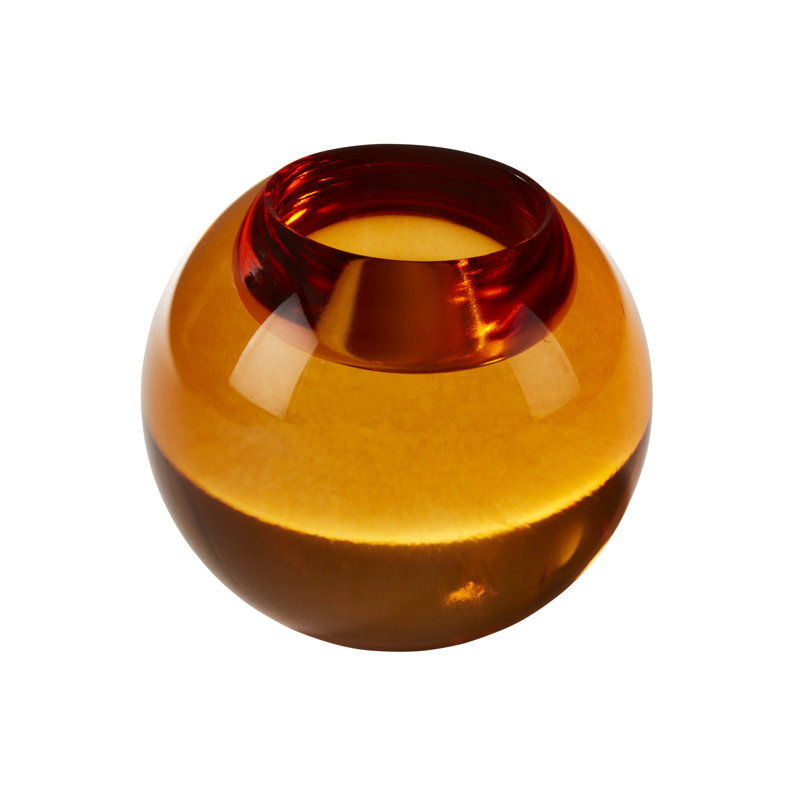 Porte-bougie sphérique en cristal transparent, Ambre