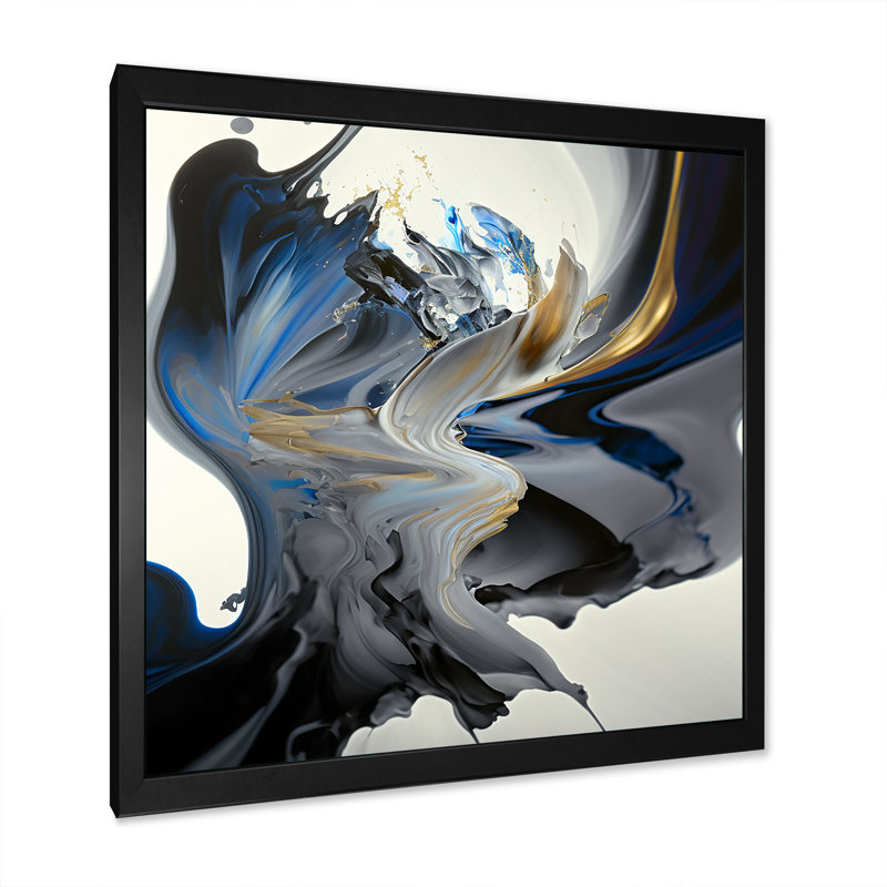 Bright Blue Smooth Abstract I - Abstract Spirals, art mural, Impression noire sur toile encadrée, H 30 po x l 30 po x P 1 po