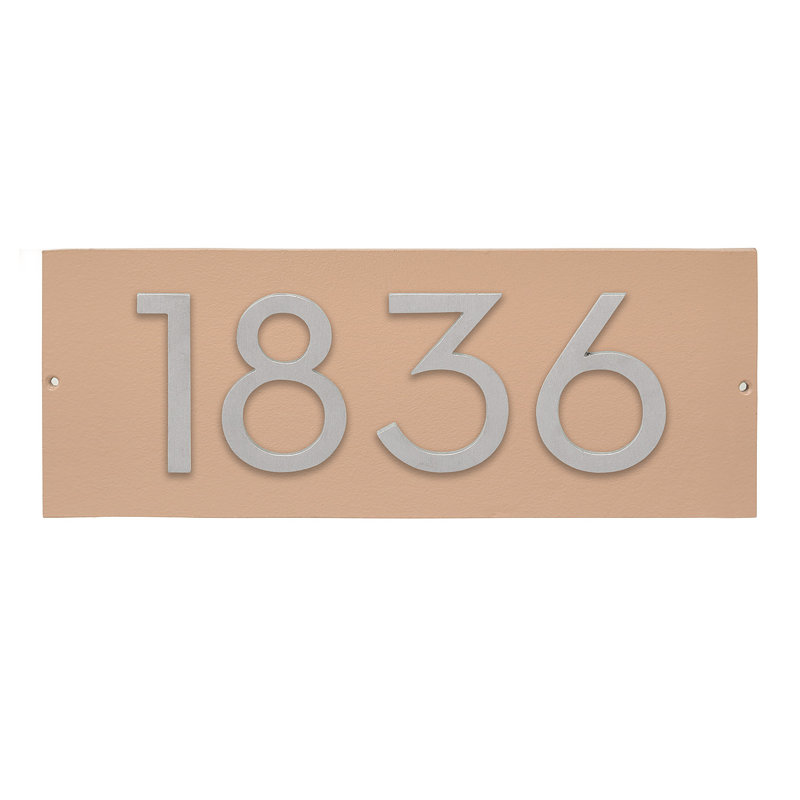 Plaque d’adresse murale flottante linéaire, Argent, Oui, Taupe