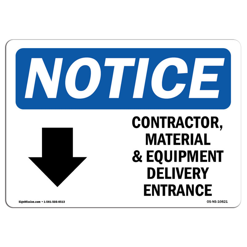 Contractor Material and Equipment Sign, 18" H x 24" W x 0.1" D