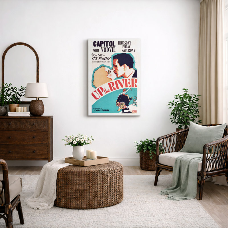 «Up the River», affiche de film, images de comédies romantiques rétro, impression sur toile encadrée sur toile., Toile tendue