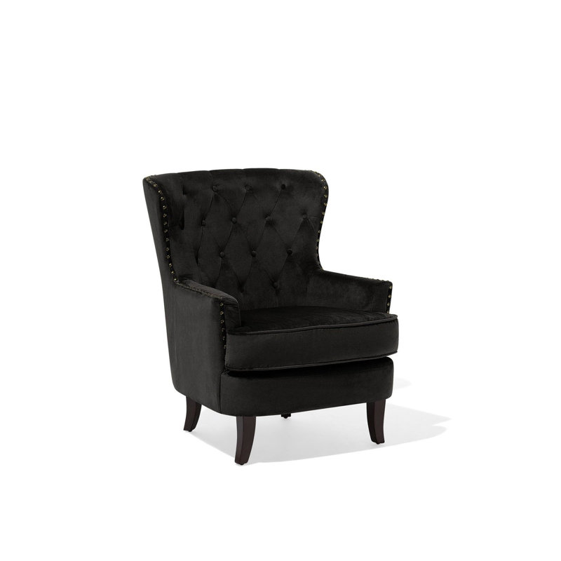 Crumpton Upholstered Wingback Chair, Black
