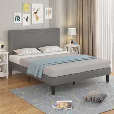 Auxter Bed Frame with Height Adjustable Upholstered Headboard