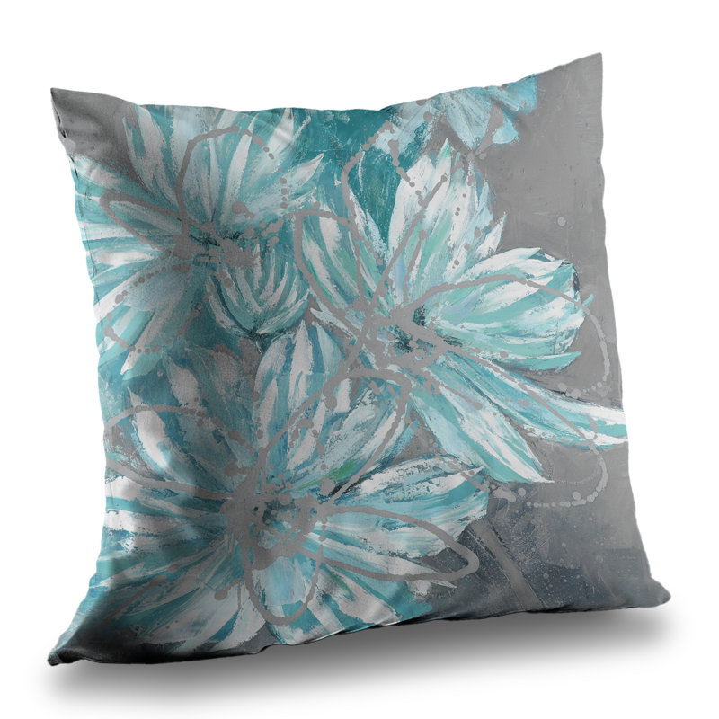 Three Little Abstract Blue Flowers - Poly Twill Throw | Home Decor