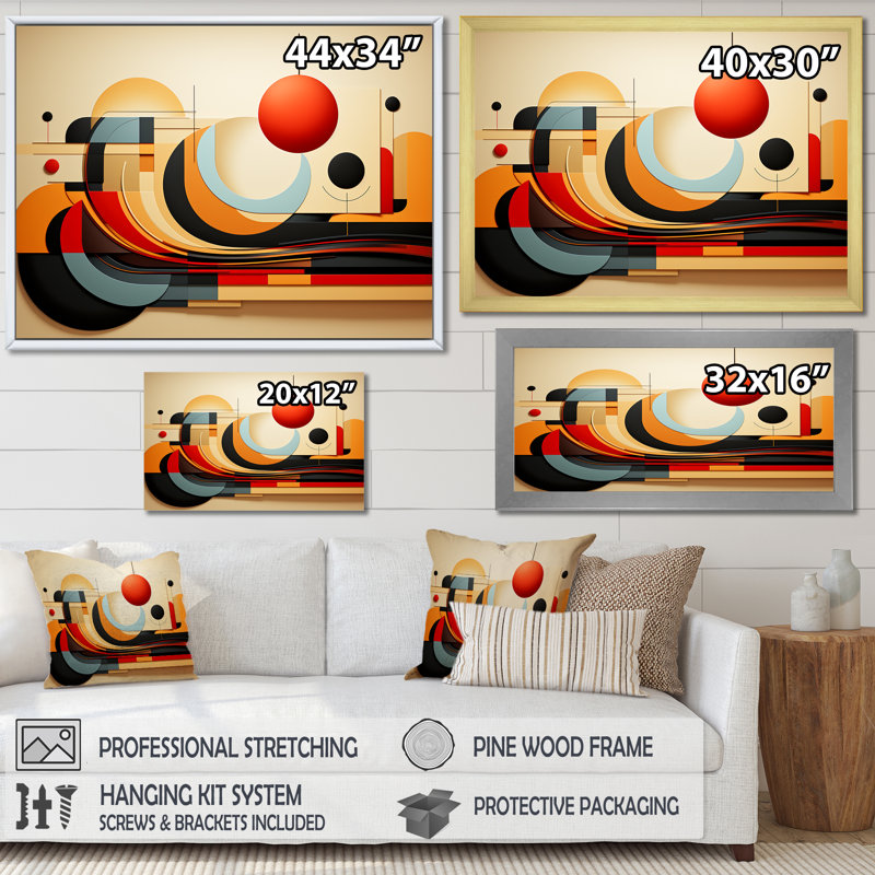 «Echoing Ellipse Beige», art mural géométrique, Toile tendue, H 12 po x l 20 po x P 1 po