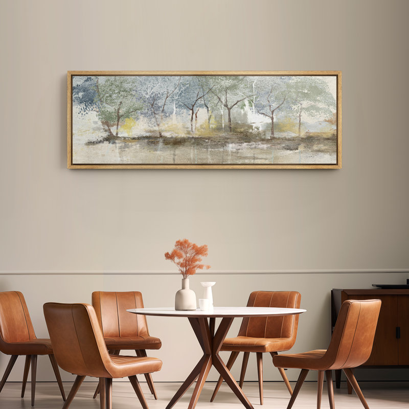 «Rustic Abstract Forest Landscape Extra Large», reproduction d'art sur toile encadrée, H 20 po x l 60 po, Naturel