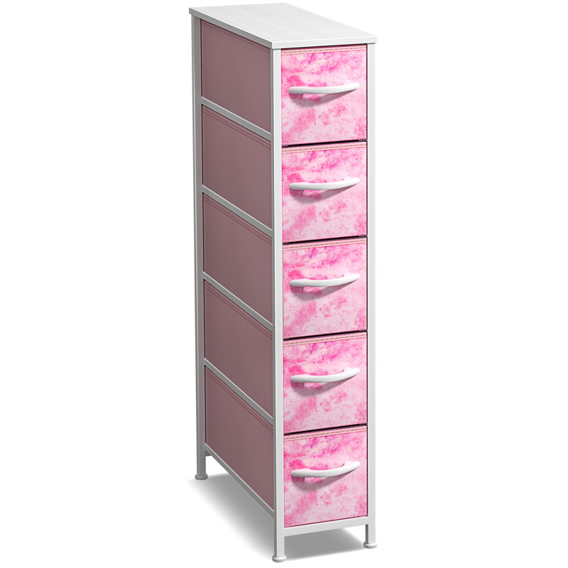 Commode étroite à 5 tiroirs Sorbus, Teinture par nœuds roses